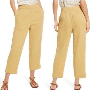 Madewell Lightspun Tapered Huston Pull-On Crop Pants Gauze Yellow XS